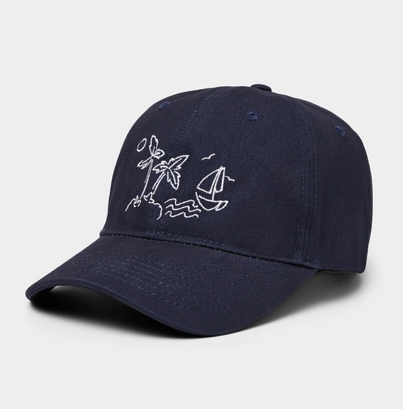 Unisex navy blue and white summer embroidery dad cap hat NWT - Picture 1 of 8